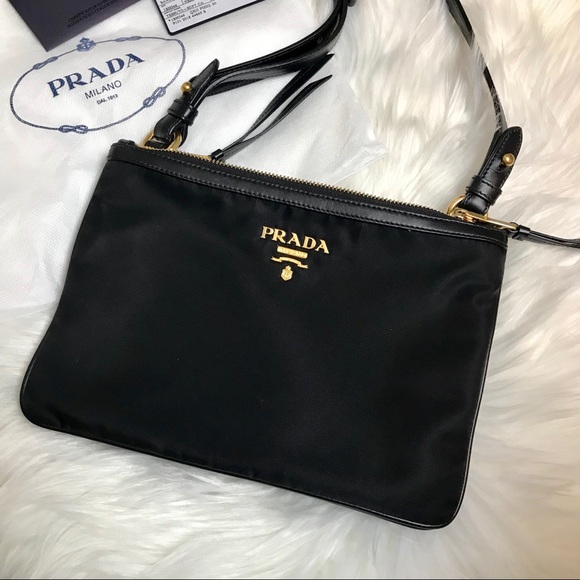 !SOLD Prada double zip nylon and leather crossbody - Picture 2 of 8